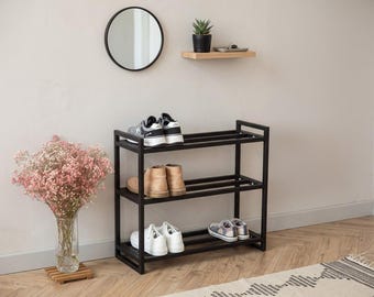 Entryway Shoe Organizer, Modern Metal Shoe Rack, Hallway Storage Shelf, Minimalist Shoe Stand, Apartment Shoe Storage