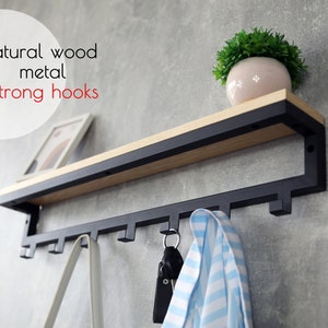 Wooden Metal coat rack wall mount | Metal wall shelves for coat | Wooden coat rack with shelf | bathroom hand towel | Wall mount coat rack