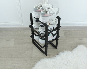 Industrial Metal 4-Tier Shoe Rack - Modern Entryway Organizer