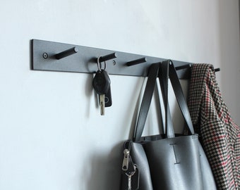 Metal entryway wall mount organizer, Metal mounted coat rack with hooks Industrial entryway shelf Modern wandgarderobe Bathroom towel rail