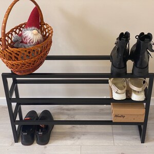 Metal Shoe Industrial 3 tier, Metal Shoe Rack, Schuhregal Modern,Minimal Shoe Rack, Entryway Organization for shoes, Metal Shoe Rack zdjęcie 8