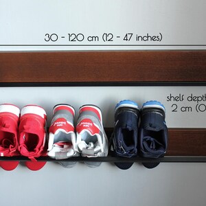 Set of Two Wall Mounted Shoe Rack | Metal & Wood Entryway Organizer image 10