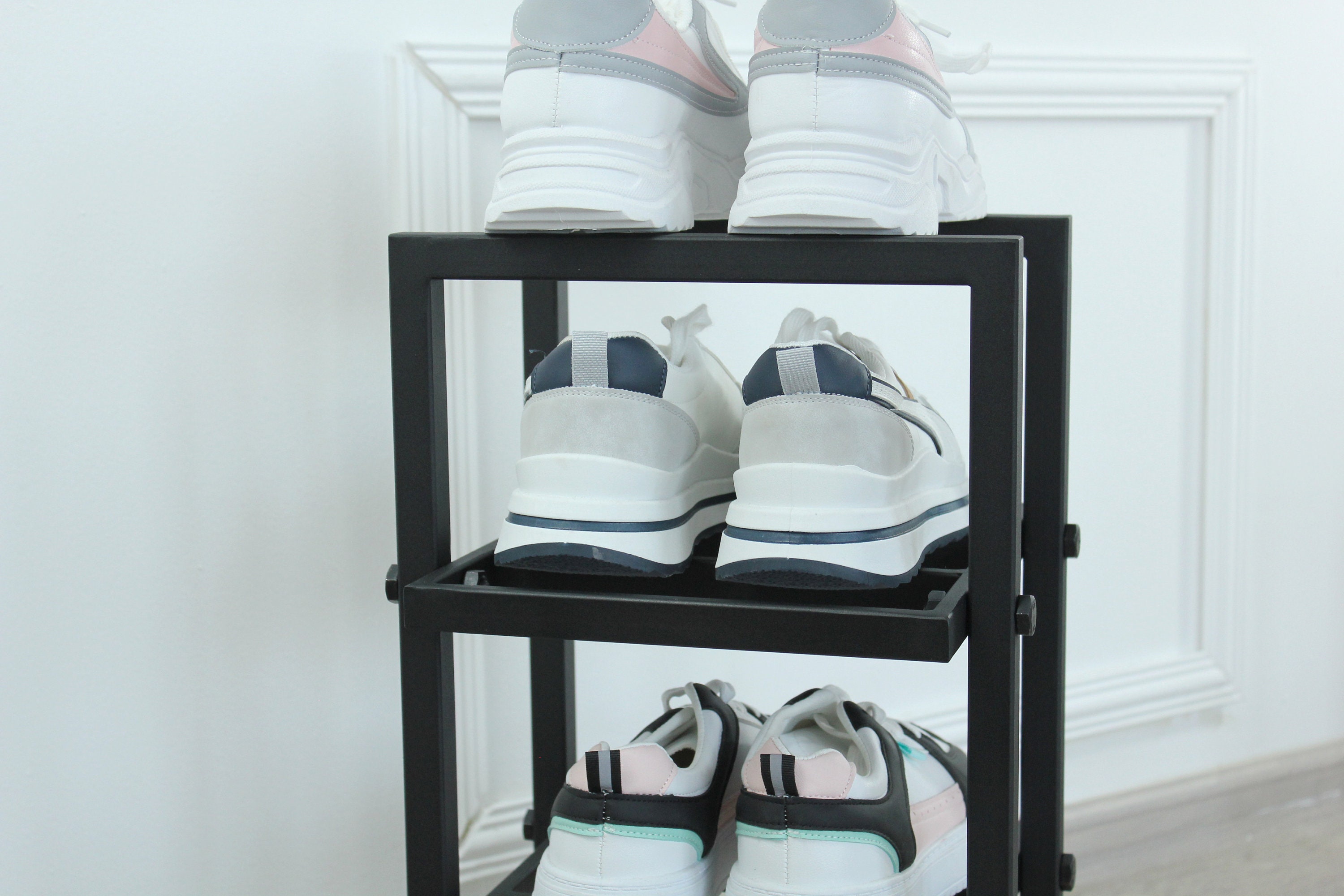 Industrial Metal Shoe Rack: Vertical 4-tier Hallway Organizer - Etsy