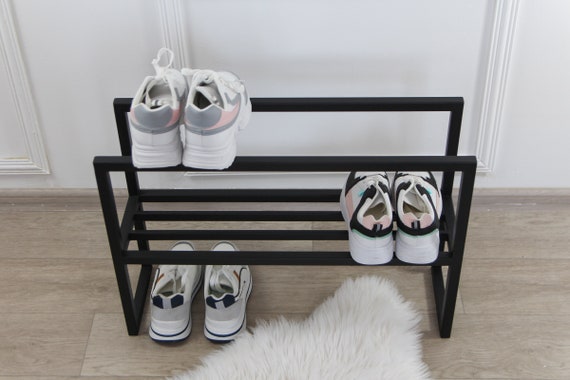 Industrial 2 Tier Metal Shoe Rack Black Shoe Furniture Stand Entryway Modern Custom Shoe Organizer Hallway Shoe Storage Industrial Decor Etsy Hong Kong