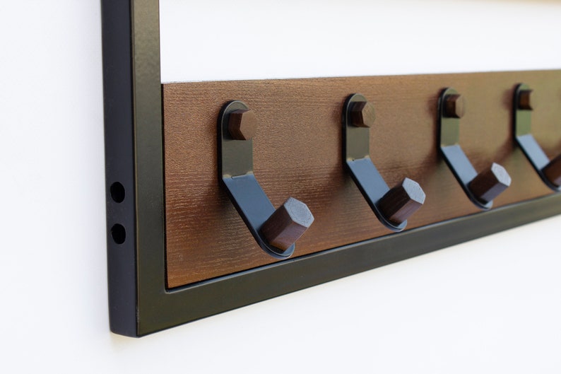 Hallway Entryway Shelf With Hooks Wall Hanging Metal Wooden Etsy