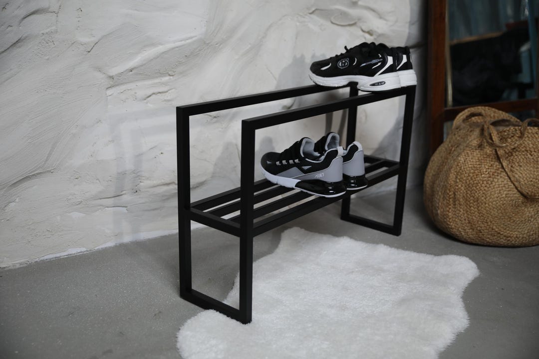 Shoe Rack Metal Project Design Industrial Metal Shoe Rack: Modern Entryway Organizer - Etsy