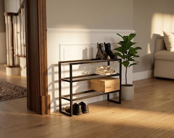 Modern Metal Shoe Rack | 2 Tier & 3 Tier Shoe Storage Organizer | Minimalist Entryway Shoe Shelf | Industrial Shoe Stand