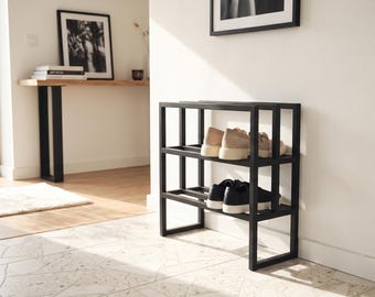 Modern Shoe Rack, Entryway Storage, Wooden Shoe Shelf, Industrial Shoe Organizer, Metal Shoe Rack, Hallway Storage, 1 2 3 Tier Shoe Stand