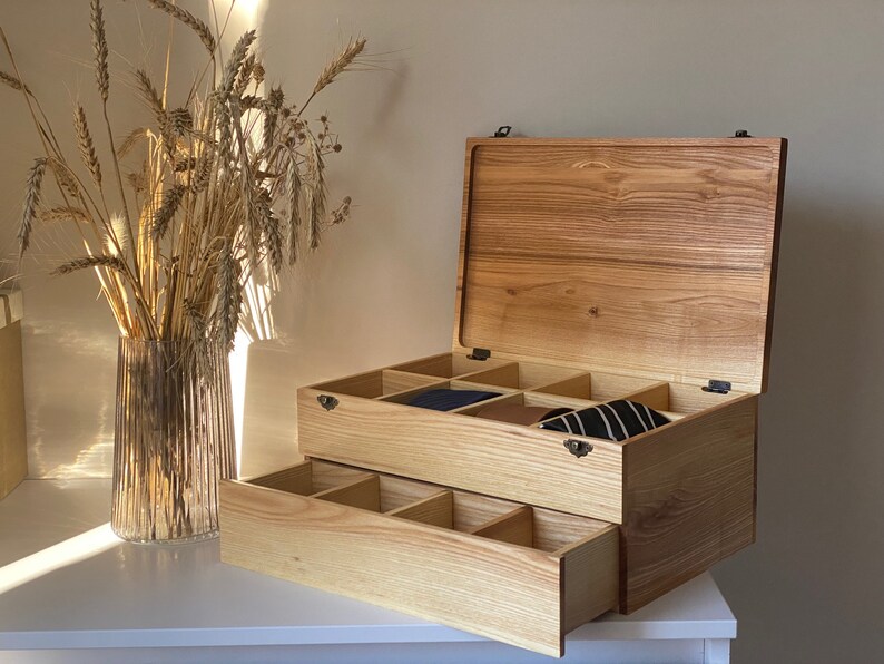 Personalized Wooden Tie Case Box for 16 Tie Storage Box Etsy