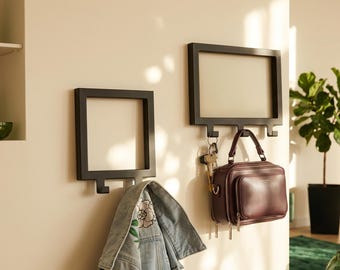 Modern Metal Wall Hook with Geometric Frame - Entryway Organizer