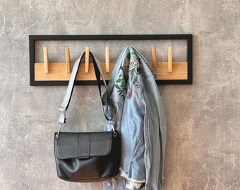 Metall Holz Kleiderhaken Garderobe mit Regal für Eingangsbereich, Regal Kleiderhaken und Regal Flur Kleiderbügel, Holzhaken handgefertigt, Kleiderständer