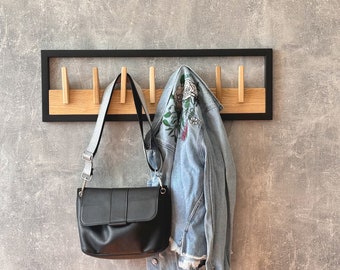 Handmade Metal Wood Coat Rack with Shelf: Entryway Organizer