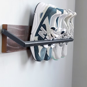 Entryway metal wall mounted shoe storage | Unique open floating shelf | Industrial schuhregal metal | Modern hallway shoe organizer