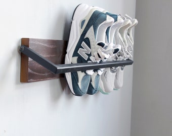 Entryway metal wall mounted shoe storage | Unique open floating shelf | Industrial schuhregal metal | Modern hallway shoe organizer