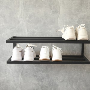 Metal shelf, Entryway storage, 2-tier shoe rack, Outdoor shoe rack, Black friday sale Wall mount shoe rack hallway rustic shoe