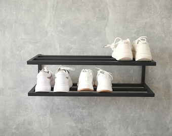 Metal Shoe Rack: 2-Tier Entryway Storage, Wall Mount