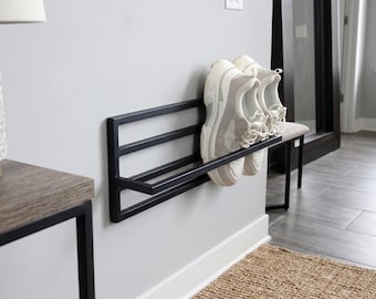 Metal Shoe Rack Wall Mounted | Entryway Shoe Organizer | Floating Shoe Shelf | Modern Hallway Storage