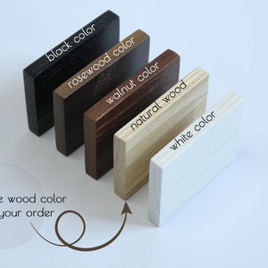 May include: Five wood samples in different colors: black, rosewood, walnut, natural wood, and white. Choose the wood color for your order.