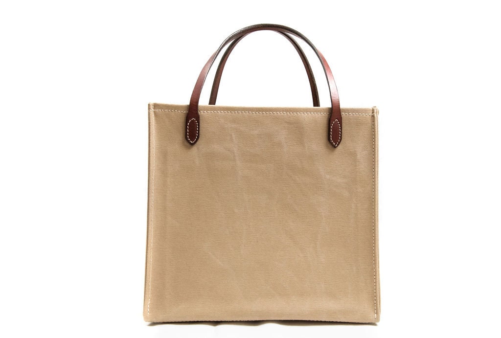 Canvas and Leather Tote Bag in Dune Tan Etsy