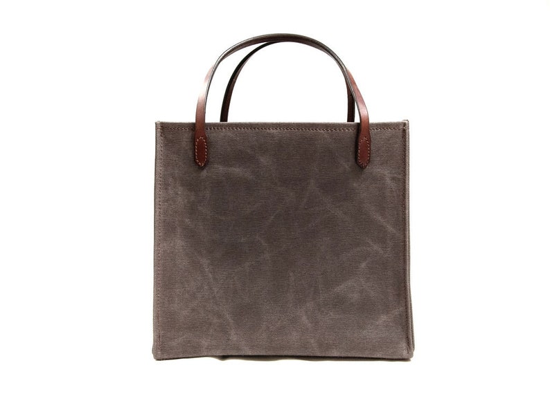 Canvas and Leather Tote shops Bag in Battlefield Brown