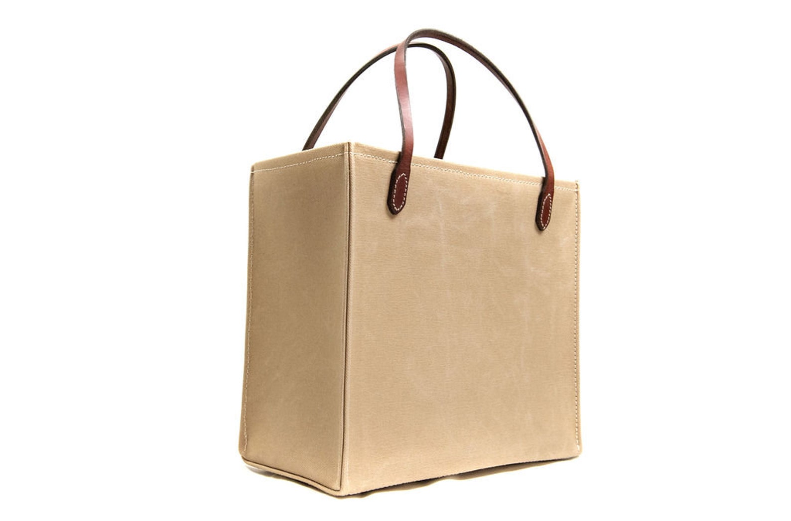 Canvas and Leather Tote Bag in Dune Tan Etsy