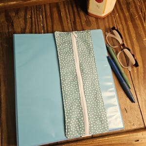 Zipper notebook pouch, pencil pouch, essentials pouch, teacher notebook pouch, pen holder, elastic notebook pouch, zipper pouch, handmade