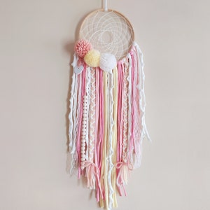 SALMON PINK NURSERY dreamcatcher, baby girl pink dreamcatcher, pink salmon baby , nursery decor, baby bedroom, wall decor