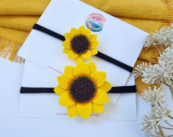 Sunflower Headband Set For Sisters | Sunflower Baby Girl Crown | Flower Girl Headband | Yellow Baby Headband