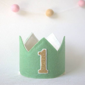 Sage green birthday crown. Wild one birthday crown. Safari, young wild and three birthday party. First birthday hat for cake smash party.