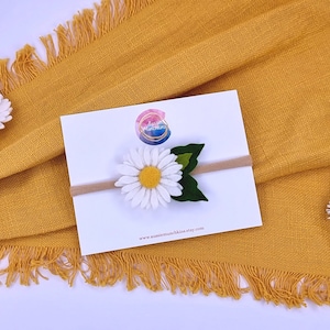 Daisy baby headband for a wild one birthday party. Chamomile flower headband.