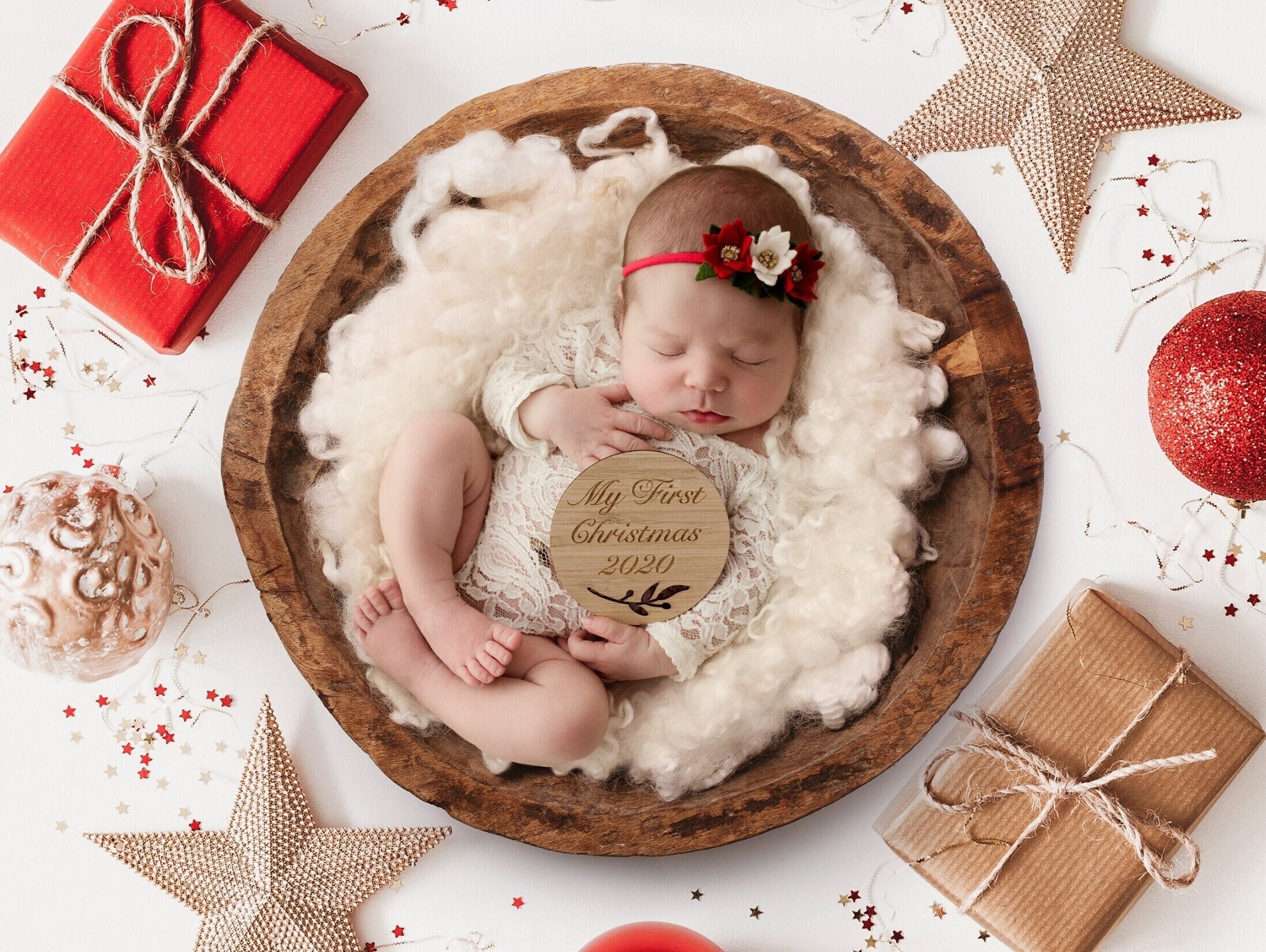 Christmas Baby Headband Poinsettia Flower Crown Christmas Gift For Baby Girl Felt Flower Headband