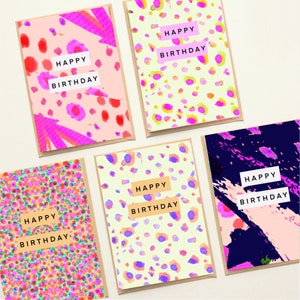 Birthday cards / greetings cards / modern cards / leopard print art Cards / mixed pack of 10 or pack of 5. A6.