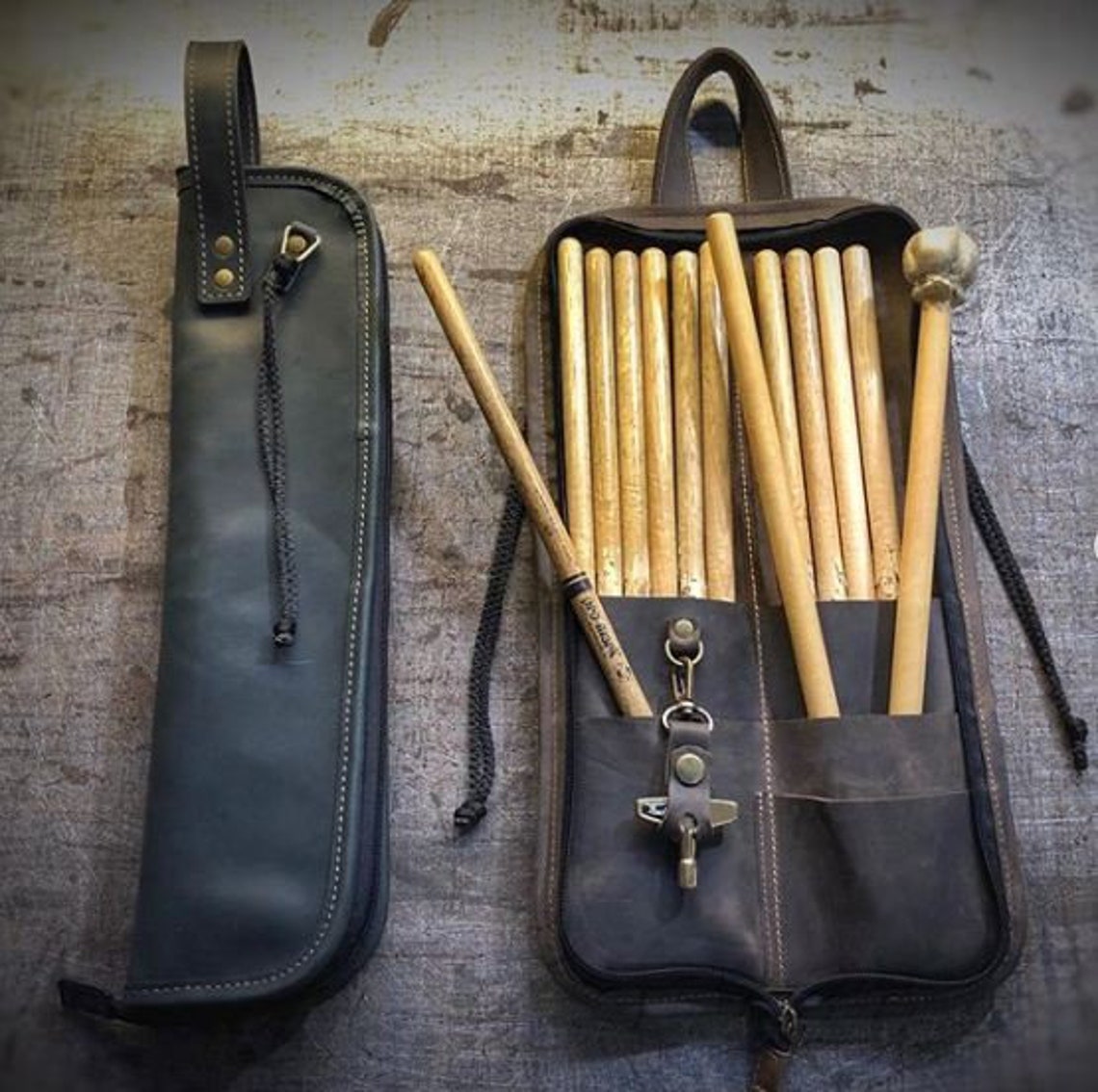 Leather Drum Stick Bag Drumstick Bag With Zip Drumstick Holder