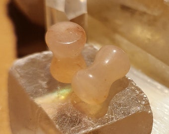 2g morganite double flare organic stone plugs