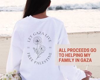 Palestinian Poppy Crew neck Sweatshirt, Free Palestine fundraiser for Gaza Family