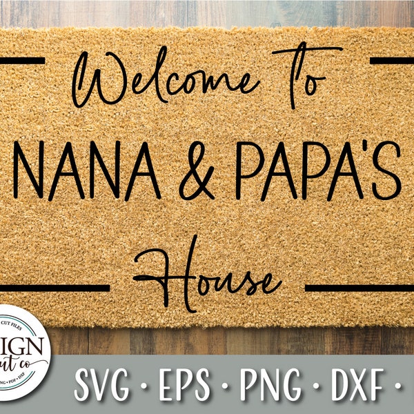 Welcome To Nana And Papa's House | Nana And Papa Gift | Grandparent Gift | Welcome To Nana And Papa's House Doormat | Nana Gift | Papa Gift