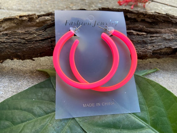 Vintage Pink Neon Hoops