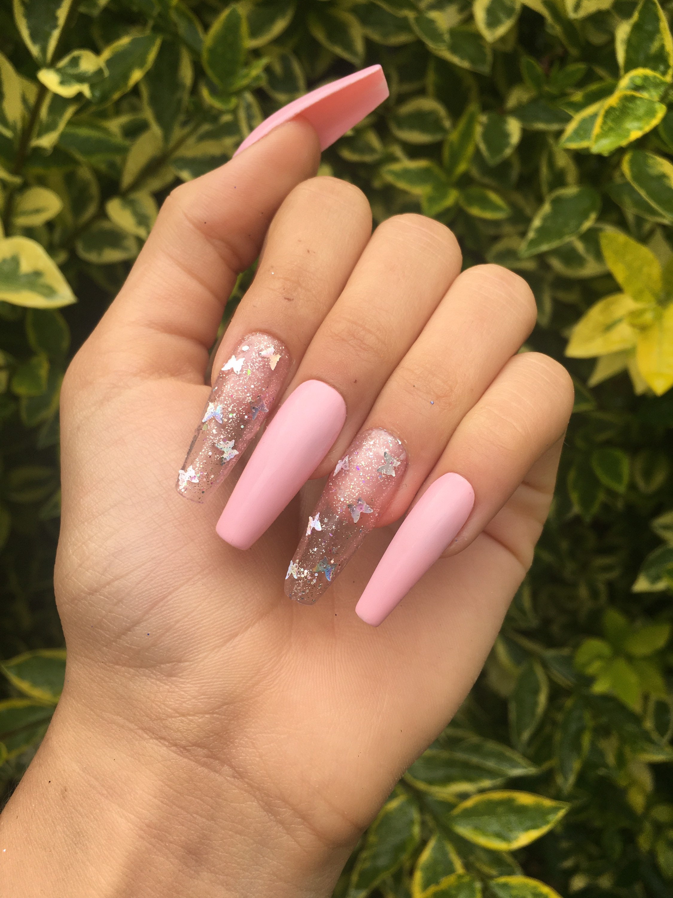 Press On Nails Pink Press On Nails Gel Polish Butterfly Etsy