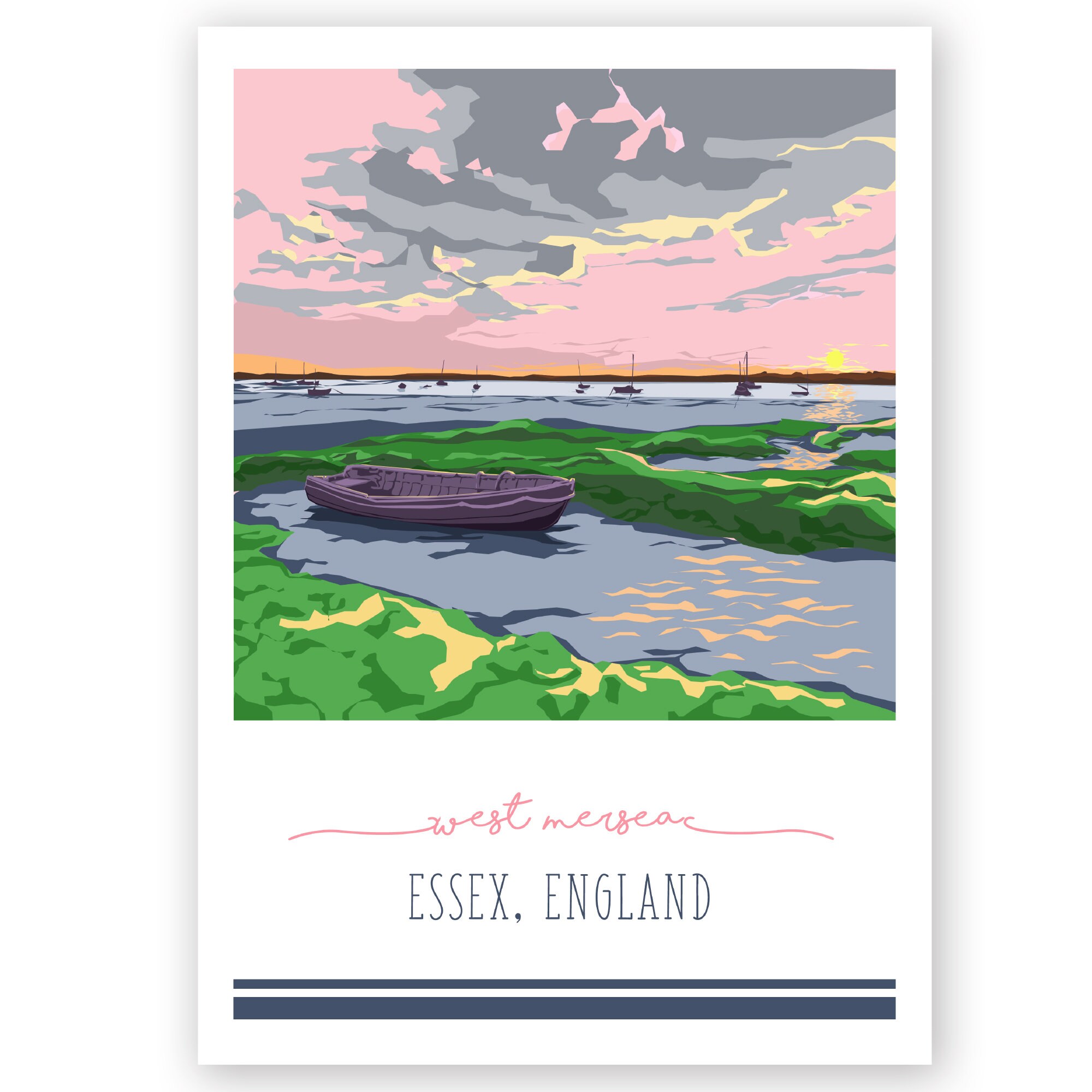 Mersea Island Essex England Art Print Vintage Travel Etsy UK