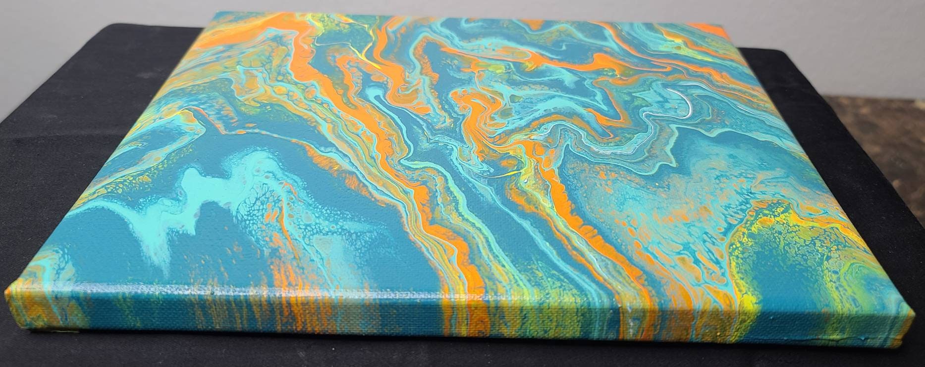 Teal/orange Acrylic Pour Painting Etsy
