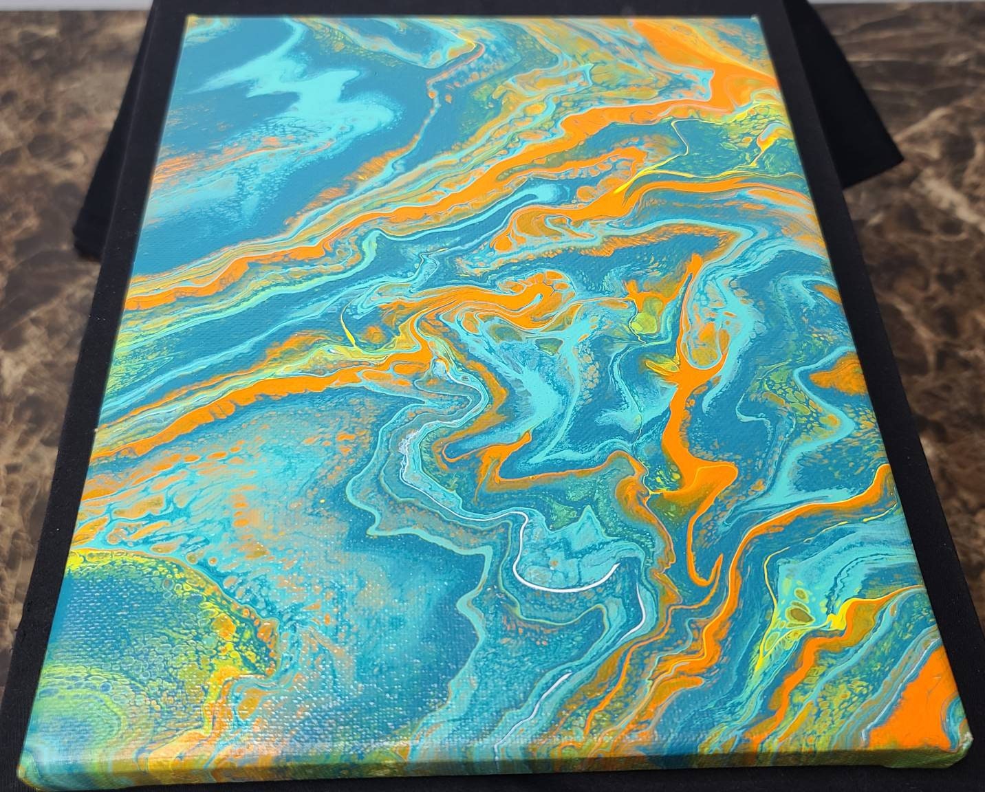 Teal/orange Acrylic Pour Painting Etsy