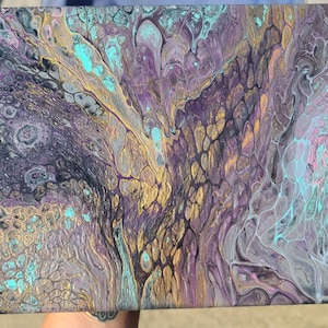 Mermaid Colored Acrylic Pour Painting