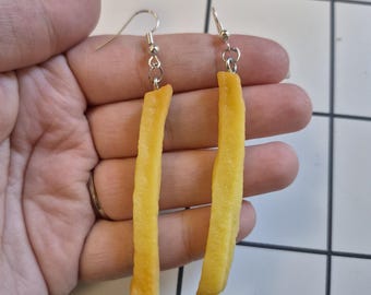 Faux French Fry Dangle Earrings, Food Jewelry, Novelty Earrings, Fun Gift for Foodie, Cute Quirky Accessories, Kitchen Gift, Unique Earrings