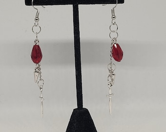 Orin the Red dangle earrings, Baldur's Gate inspired statement jewelry, video game fashion accessory, gift ideas for her, spring trends