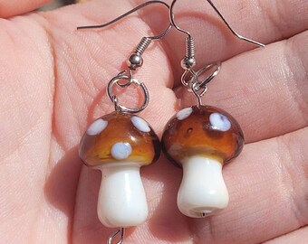 Brown Mushroom earrings, Cottagecore, Statement Jewelry, Nature earrings, Boho jewelry, Gift for Her, Mother's Day, Mushroom jewelry