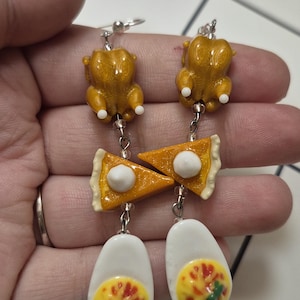 Thanksgiving Dinner inspired beaded earrings, food jewelry, autumn fall accessories, handmade gift for food lovers, whimsical novelty gifts