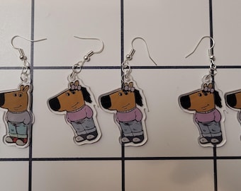 Chill Guy and Girl Meme Earrings | Funny Quirky Dangle Jewelry | Internet Culture Statement Accessory