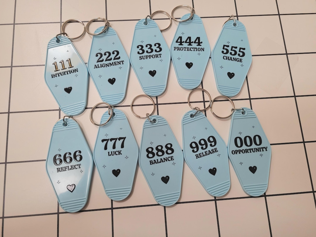 Angel Numbers Keychain: Retro Motel Style Acrylic Spiritual Gift - Etsy
