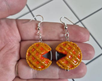 Cherry Pie Beaded Dangle Earrings, Retro Snack Food Jewelry, Cute Foodie Earrings, Handmade Beaded Jewelry, Gift for Food Lover