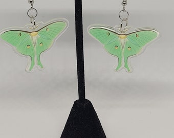 Luna Moth Dangle Earrings: Sterling Silver, Punk Cottagecore Jewelry